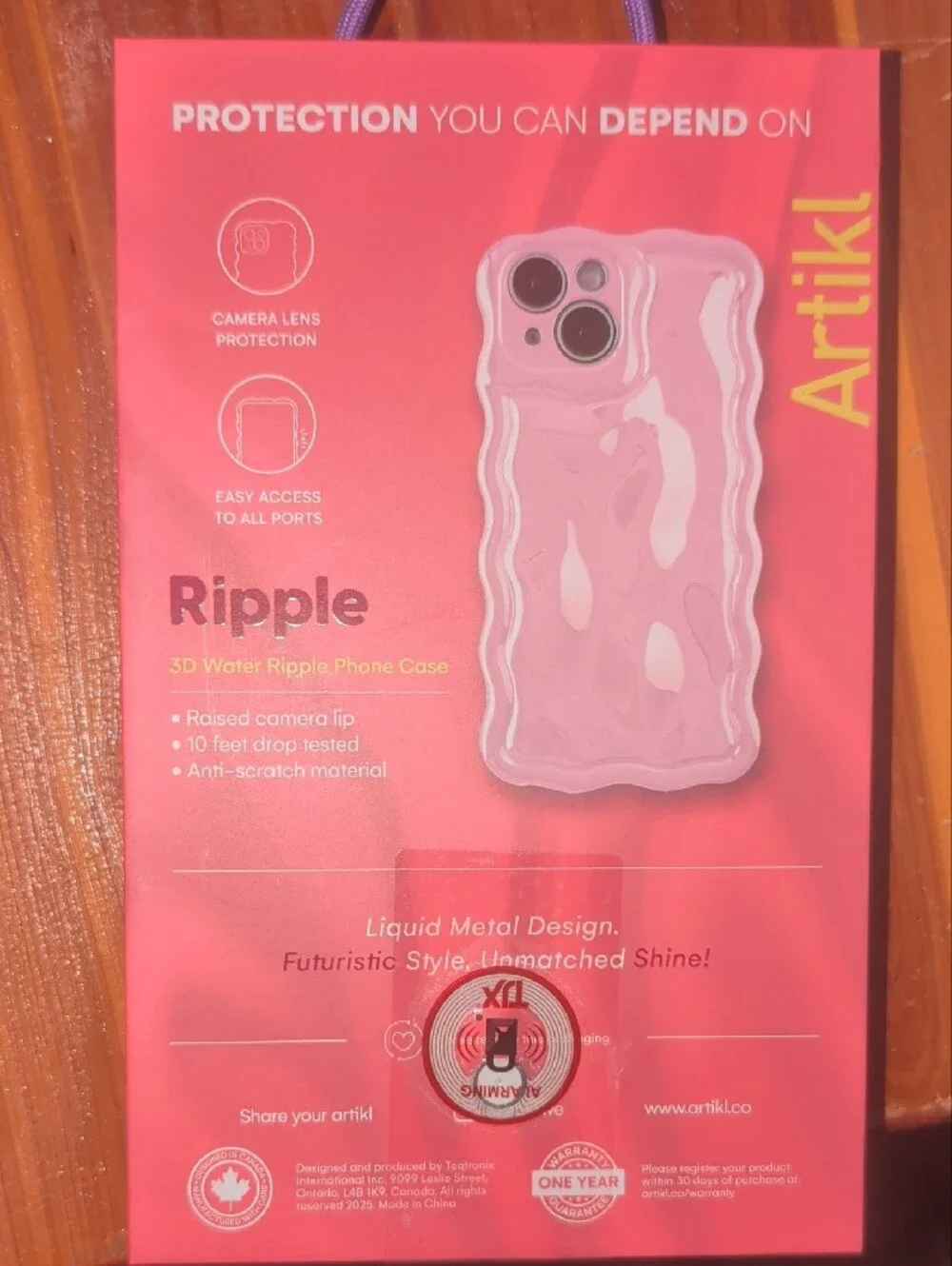 Ripple Pink Phone Case for iPhone 15s - Protective Ripple Design